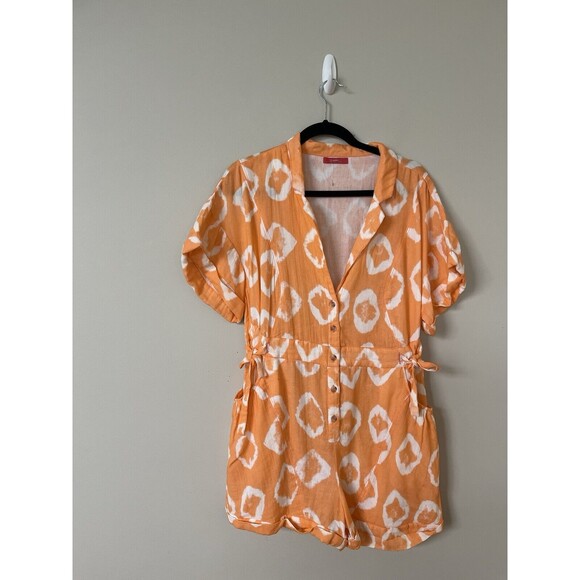 Radnik Pants - Radnik Romper Women Orange White Geometric Print Vacay Summer City Sz M ? New